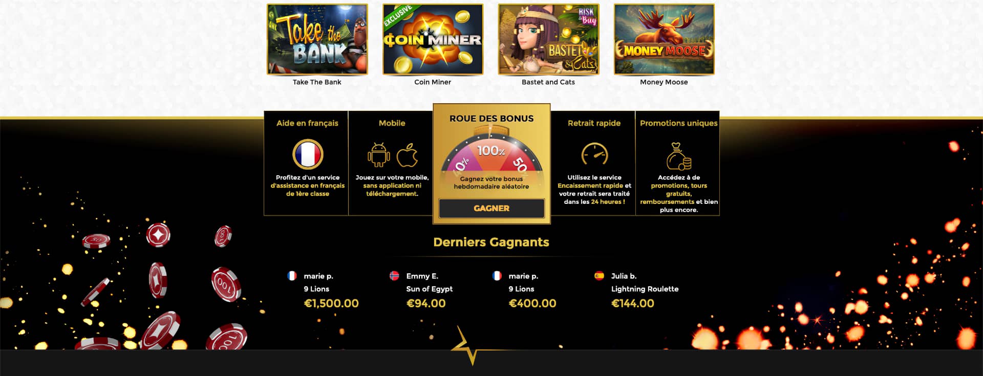 les jeux disponibles sur unique casino